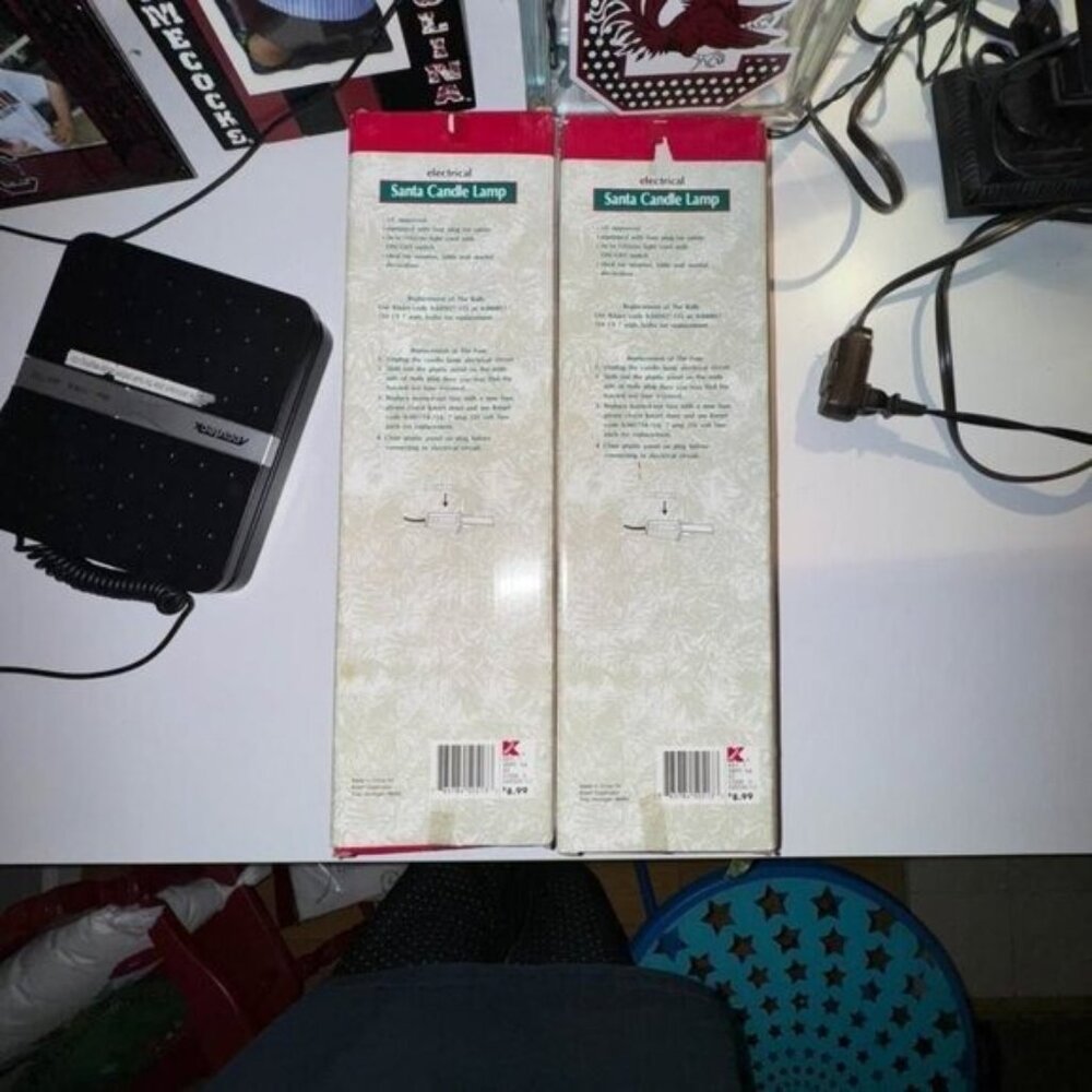 Vintage 2 K-Mart Resin Santa Candle Lamps Christmas Holiday Original Box 70s 80s - Picture 8 of 9